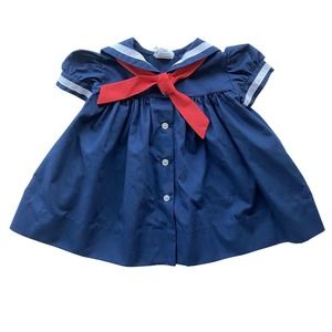 VTG C.I. Castro & Co Vintage Baby Navy Sailor Dress USA Nautical Infant Size 9m